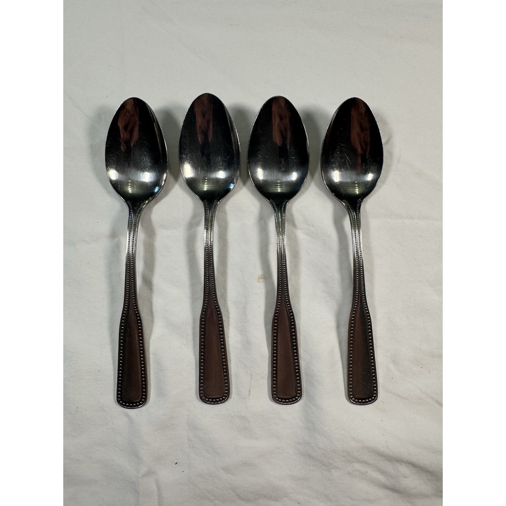 Harbourtown‎ Bead Stainless Flatware 18/10 Beaded Lot Of 4 Soup Table Spoons